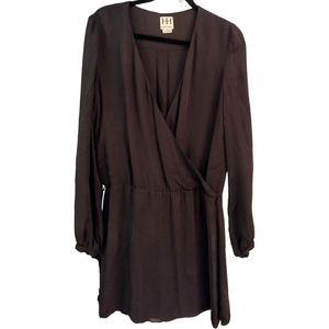 Haute Hippie, Deep V Faux Wrap Dress, Size Medium, Deep Brown color